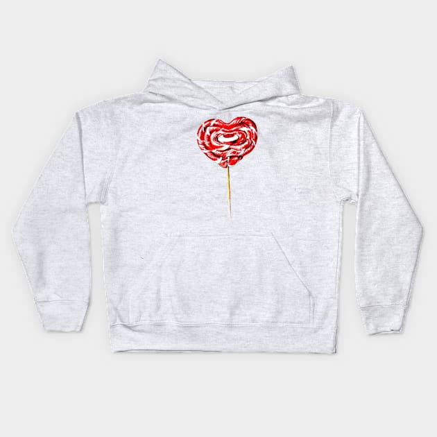 heart lollipop Kids Hoodie by victoriazavyalova_art